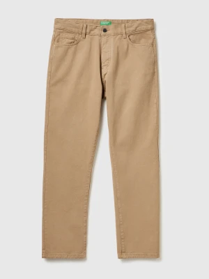 Benetton, Five-pocket Regular Fit Trousers, Size: 38, Camel, Men United Colors of Benetton