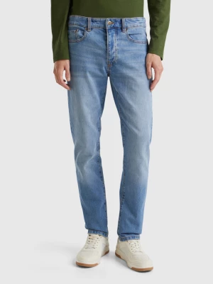 Benetton, Five Pocket Slim Fit Jeans, size 32, Light Blue, Men United Colors of Benetton