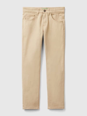 Benetton, Five-pocket Slim Fit Trousers, size 2XL, Beige, Kids United Colors of Benetton