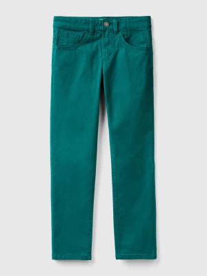 Benetton, Five-pocket Slim Fit Trousers, size 2XL, Dark Green, Kids United Colors of Benetton