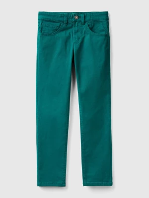 Benetton, Five-pocket Slim Fit Trousers, size 3XL, Dark Green, Kids United Colors of Benetton