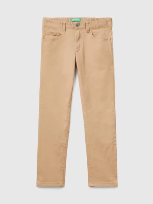 Benetton, Five Pocket Slim Fit Trousers, size S, Camel, Kids United Colors of Benetton