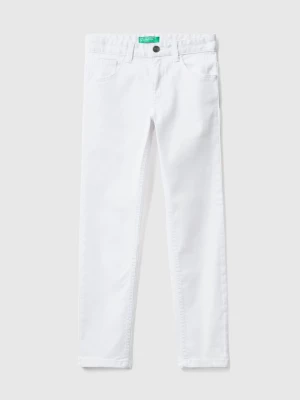 Benetton, Five Pocket Slim Fit Trousers, size S, White, Kids United Colors of Benetton