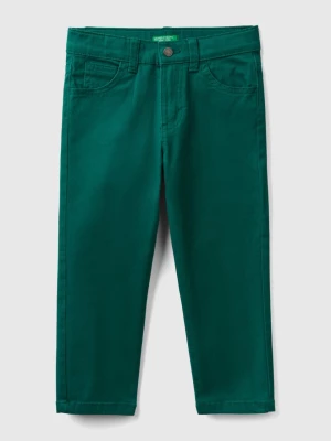 Benetton, Five-pocket Stretch Trousers, size 82, Dark Green, Kids United Colors of Benetton