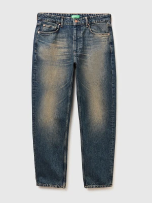 Benetton, Five Pocket Tapered Fit Jeans, Size: 36, Dark Blue, Men United Colors of Benetton
