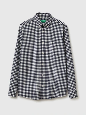 Benetton, Flannel Button-down Shirt, Size: XS, Blue, Men United Colors of Benetton