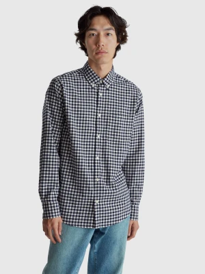 Benetton, Flannel Button-down Shirt, Size: XS, Blue, Men United Colors of Benetton