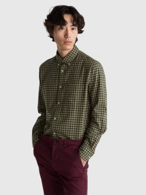 Benetton, Flannel Button-down Shirt, Size: XS, Green, Men United Colors of Benetton