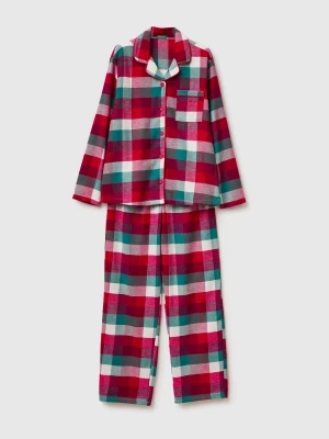 Benetton, Flannel Christmas Tartan Pyjamas, Size: XXS, Red, Women United Colors of Benetton
