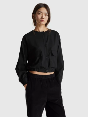 Benetton, Flannel Jacket, Black, Women United Colors of Benetton