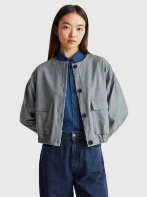 Benetton, Flannel Jacket, Gray, Women United Colors of Benetton