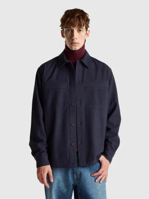 Benetton, Flannel Overshirt, Size: XS, Dark Blue, Men United Colors of Benetton