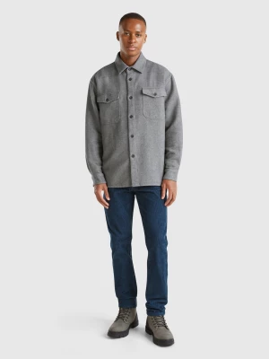 Benetton, Flannel Overshirt, size XXXL, Dark Gray, Men United Colors of Benetton