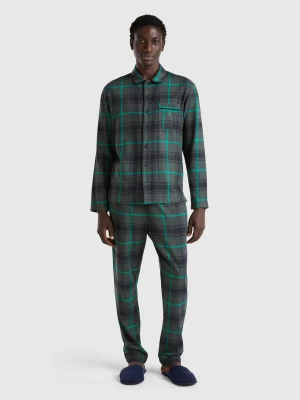 Benetton, Flannel Tartan Pyjamas, size XL, Dark Green, Men United Colors of Benetton