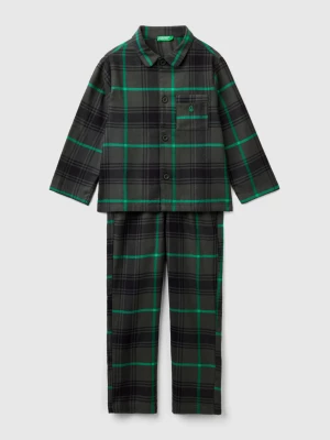 Benetton, Flannel Tartan Pyjamas, size XS, Dark Green, Kids United Colors of Benetton