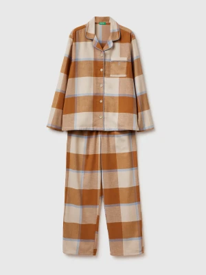 Benetton, Flannel Tartan Pyjamas, Size: XXS, Camel, Women United Colors of Benetton