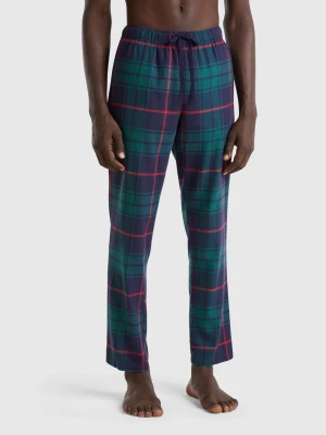 Benetton, Flannel Tartan Trousers, size XL, Multi-color, Men United Colors of Benetton