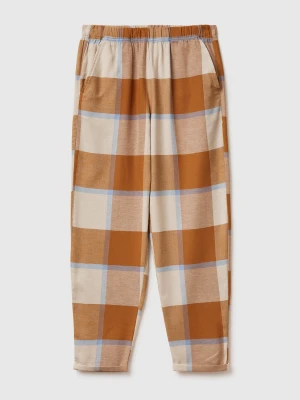 Benetton, Flannel Tartan Trousers, Size: XXS, Camel, Women United Colors of Benetton