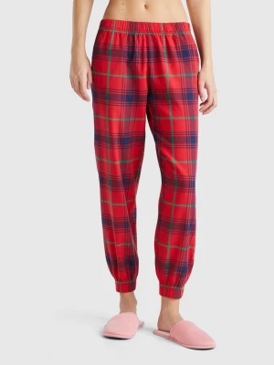 Benetton, Flannel Tartan Trousers, size XXS, Red, Women United Colors of Benetton