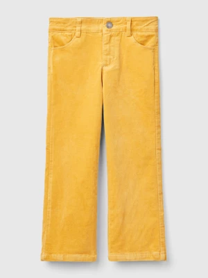 Benetton, Flare Fit Velvet Trousers, size 104, Yellow, Kids United Colors of Benetton