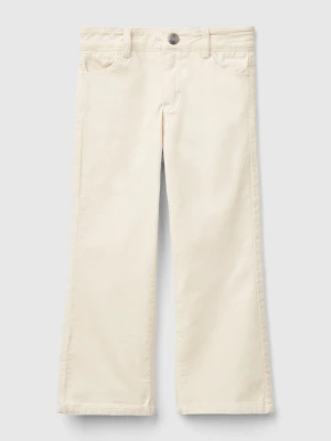 Benetton, Flare Fit Velvet Trousers, size 110, Creamy White, Kids United Colors of Benetton