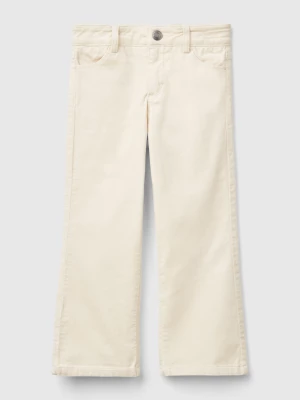 Benetton, Flare Fit Velvet Trousers, size 116, Creamy White, Kids United Colors of Benetton