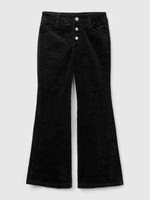 Benetton, Flare Fit Velvet Trousers, size 3XL, Black, Kids United Colors of Benetton