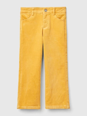 Benetton, Flare Fit Velvet Trousers, size 82, Yellow, Kids United Colors of Benetton