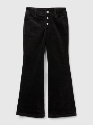 Benetton, Flare Fit Velvet Trousers, size S, Black, Kids United Colors of Benetton