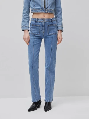 Benetton, Flare Jeans With Ribbing, Size: 34, Blue, Women United Colors of Benetton