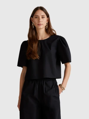 Benetton, Flared Blouse With Ruffled Sleeves, size XXS, Black, Women United Colors of Benetton