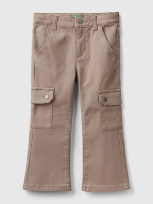 Benetton, Flared Cargo Trousers, size 104, Dove Gray, Kids United Colors of Benetton