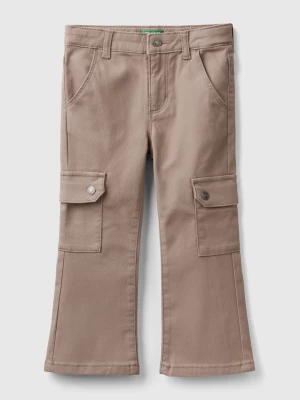 Benetton, Flared Cargo Trousers, size 110, Dove Gray, Kids United Colors of Benetton