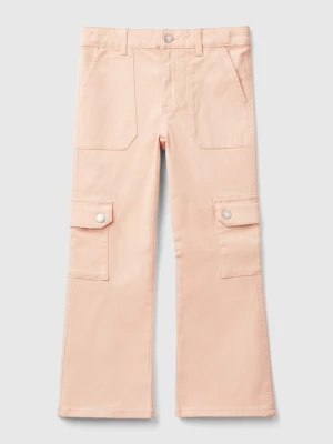 Benetton, Flared Cargo Trousers, size 2XL, Soft Pink, Kids United Colors of Benetton