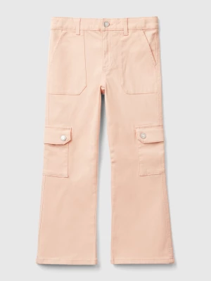 Benetton, Flared Cargo Trousers, size 2XL, Soft Pink, Kids United Colors of Benetton