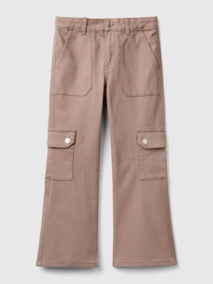 Benetton, Flared Cargo Trousers, size 3XL, Dove Gray, Kids United Colors of Benetton