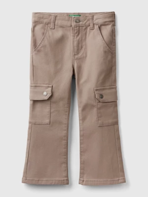 Benetton, Flared Cargo Trousers, size 82, Dove Gray, Kids United Colors of Benetton