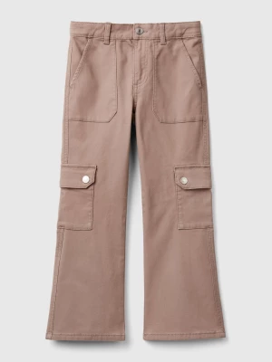 Benetton, Flared Cargo Trousers, size L, Dove Gray, Kids United Colors of Benetton