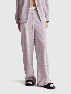 Benetton, Flared Corduroy Trousers, Lilac, Women United Colors of Benetton