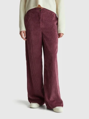 Benetton, Flared Corduroy Trousers, Plum, Women United Colors of Benetton