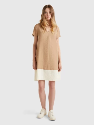 Benetton, Flared Dress In Modal® Blend, size L, Camel, Women United Colors of Benetton