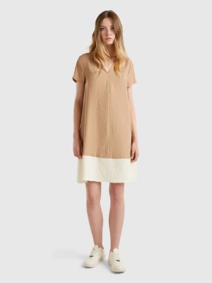 Benetton, Flared Dress In Modal® Blend, size L, Camel, Women United Colors of Benetton