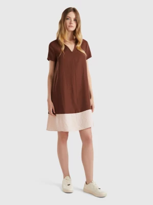 Benetton, Flared Dress In Modal® Blend, size L, Dark Brown, Women United Colors of Benetton