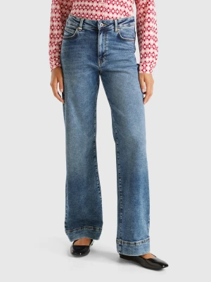Benetton, Flared Jeans In Recycled Cotton, Size: 36, Light Blue, Women United Colors of Benetton