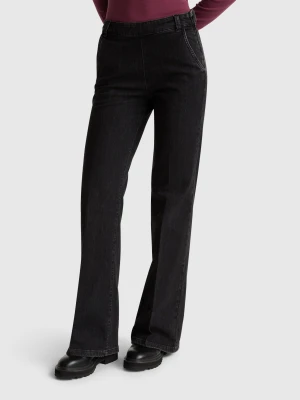 Benetton, Flared Jeans With Zip, size , Black, Women United Colors of Benetton