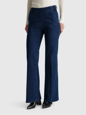Benetton, Flared Jeans With Zip, size , Dark Blue, Women United Colors of Benetton