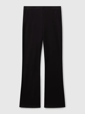 Benetton, Flared Leggings In Stretch Cotton, size XL, Black, Kids United Colors of Benetton