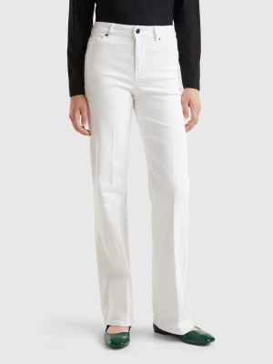 Benetton, Flared Stretch Jeans, size 34, White, Women United Colors of Benetton