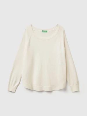 Benetton, Flared Sweater In Wool Blend, Size: XXS, Creamy White, Women United Colors of Benetton