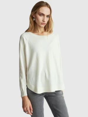Benetton, Flared Sweater In Wool Blend, Size: XXS, Creamy White, Women United Colors of Benetton